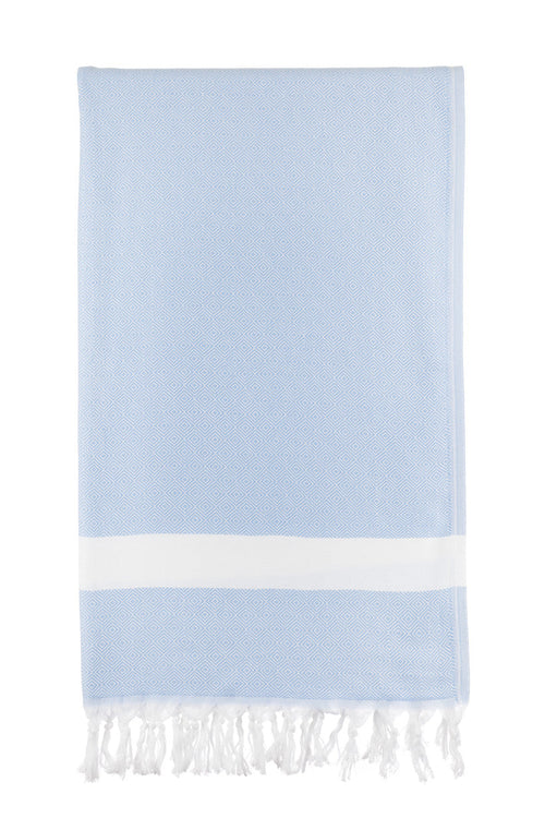 Turkish Towel Co Diamond Blue Turkish Towel  Light